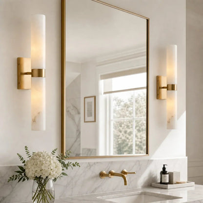 Marcellus Modern Alabaster Double Tube Wall Sconce 8