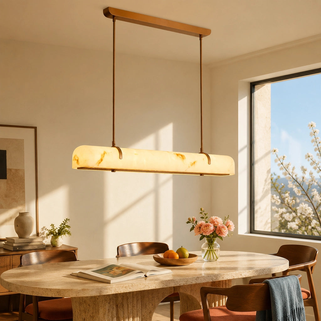 Marielle Modern Linear Veined White Glass Pendant Light 1