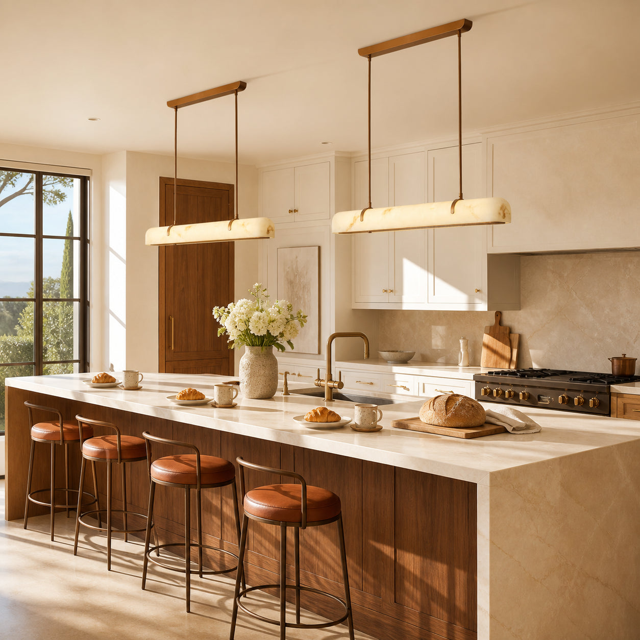 Marielle Modern Linear Veined White Glass Pendant Light 7
