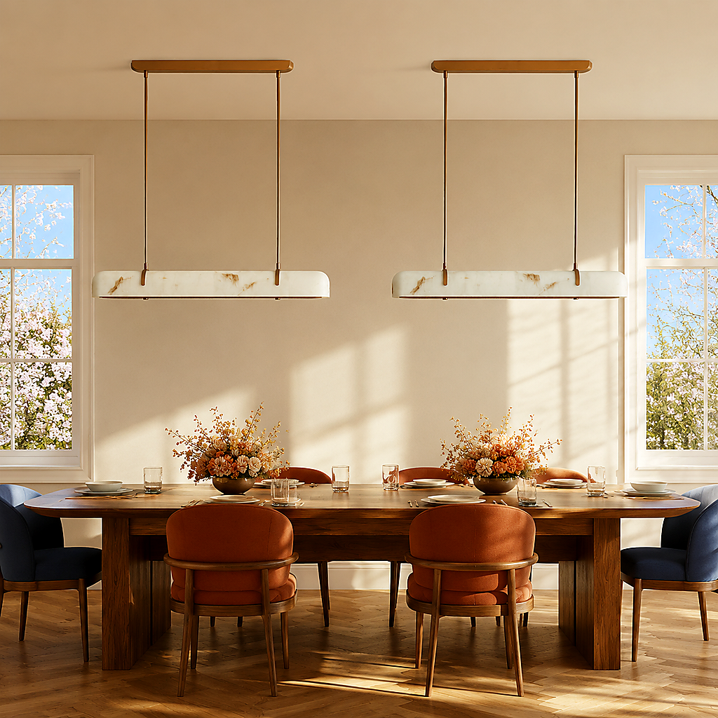 Marielle Modern Linear Veined White Glass Pendant Light 8
