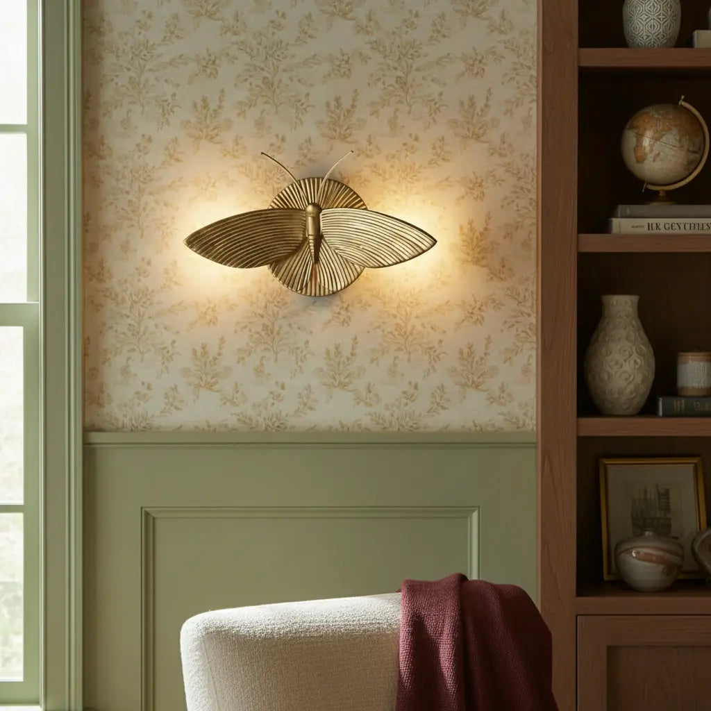 Marlow Vintage Art Deco Moth Resin Wall Sconce 4