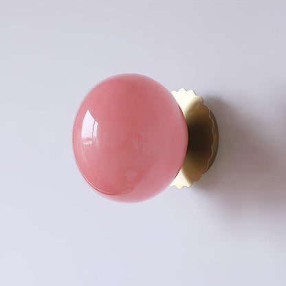 LuxRoyale Marshmallo Glass Ball Wall Sconce with Brass Backplate for Bedroom & Bedside