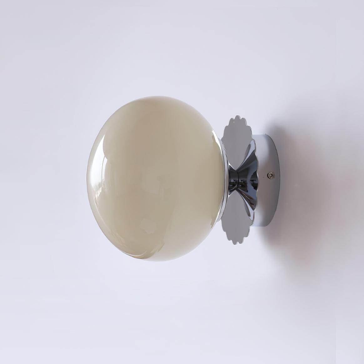 LuxRoyale Marshmallo Glass Ball Wall Sconce with Brass Backplate for Bedroom & Bedside