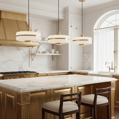 RoyaleGlow Modern Opal Glass & Brass Pendant Light - Elegant Ceiling Fixture
