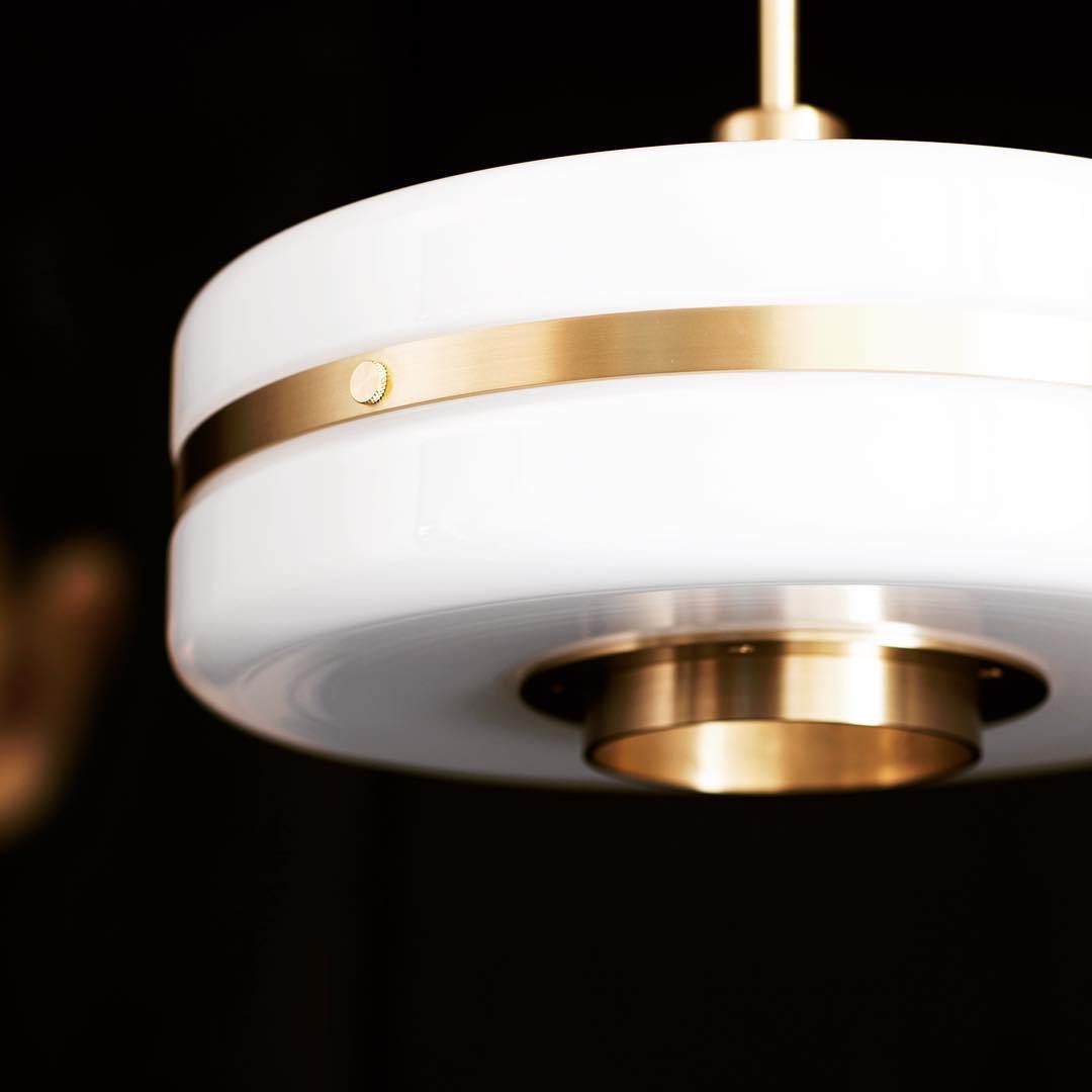 RoyaleGlow Modern Opal Glass & Brass Pendant Light - Elegant Ceiling Fixture