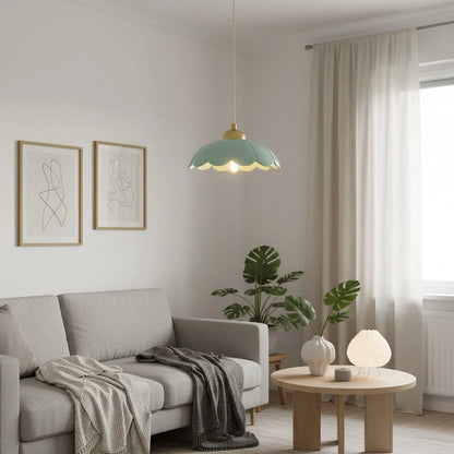 RoyaleGlow Ceramic Petal Pendant Light with Brass Accent - Kitchen & Entryway