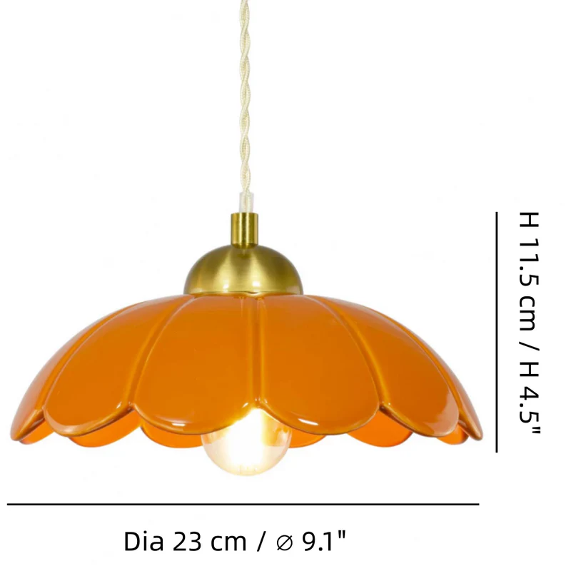 RoyaleGlow Ceramic Petal Pendant Light with Brass Accent - Kitchen & Entryway