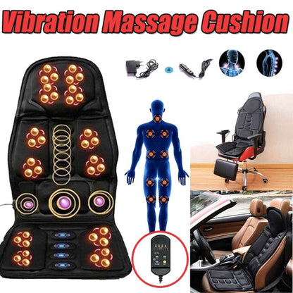 RoyaleGlow 8 Mode Massage Chair Pad With Heated Back Neck Cushion For Car & Home