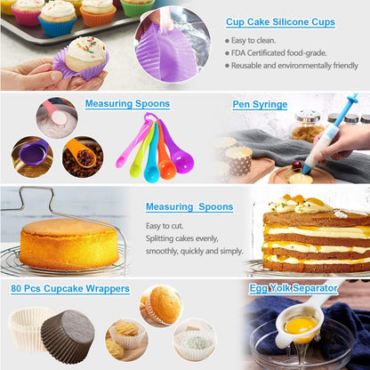 Mega Cake Decorating Supplies,493 PCS Cake & Cupcake Decorating Kit 5