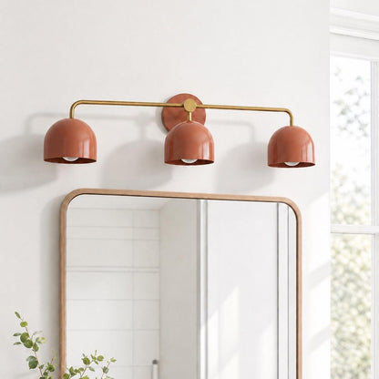 Royelux 3-Light Farmhouse Bathroom Vanity Light, Terracotta & Brass Fixture-Royale Basic