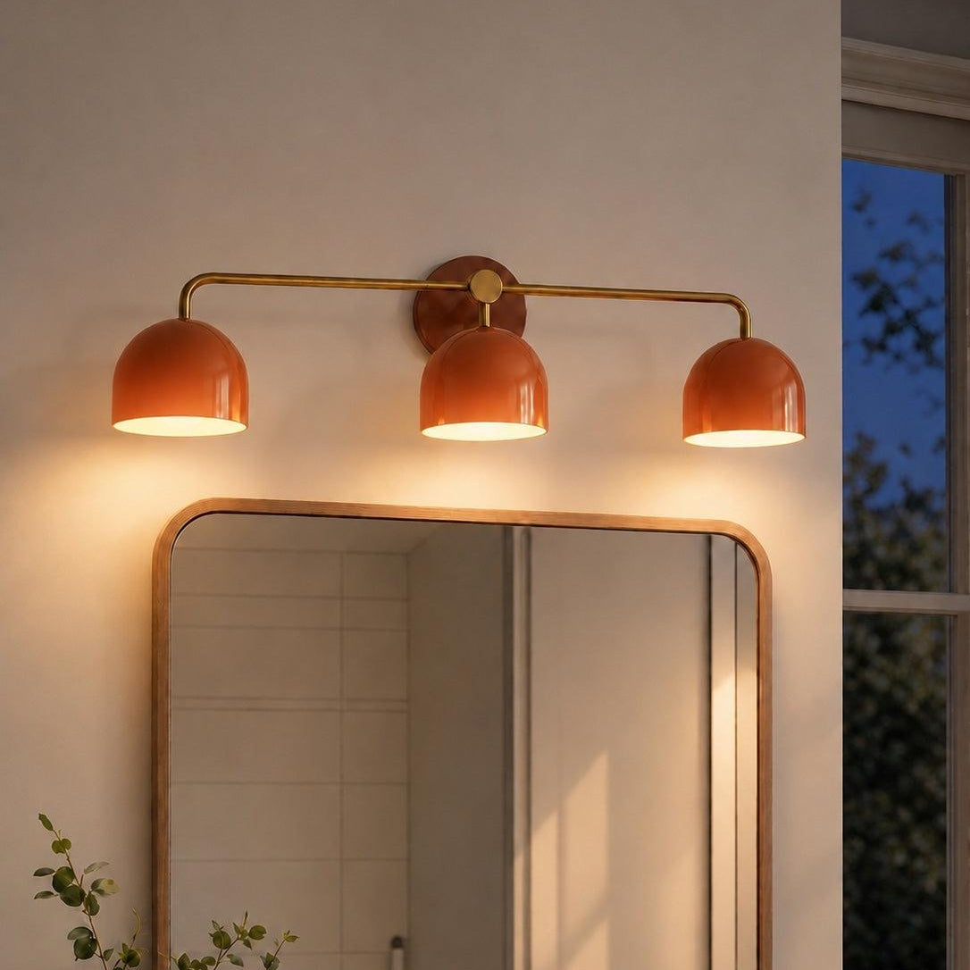 Royelux 3-Light Farmhouse Bathroom Vanity Light, Terracotta & Brass Fixture-Royale Basic