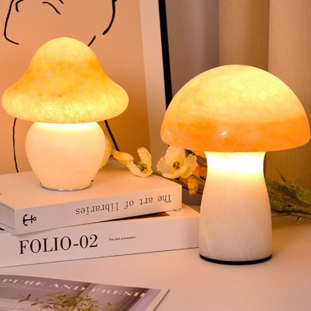 LuxRoyale Mushroom Light With Speckled Glass Dimmable Lamp For Modern Decor