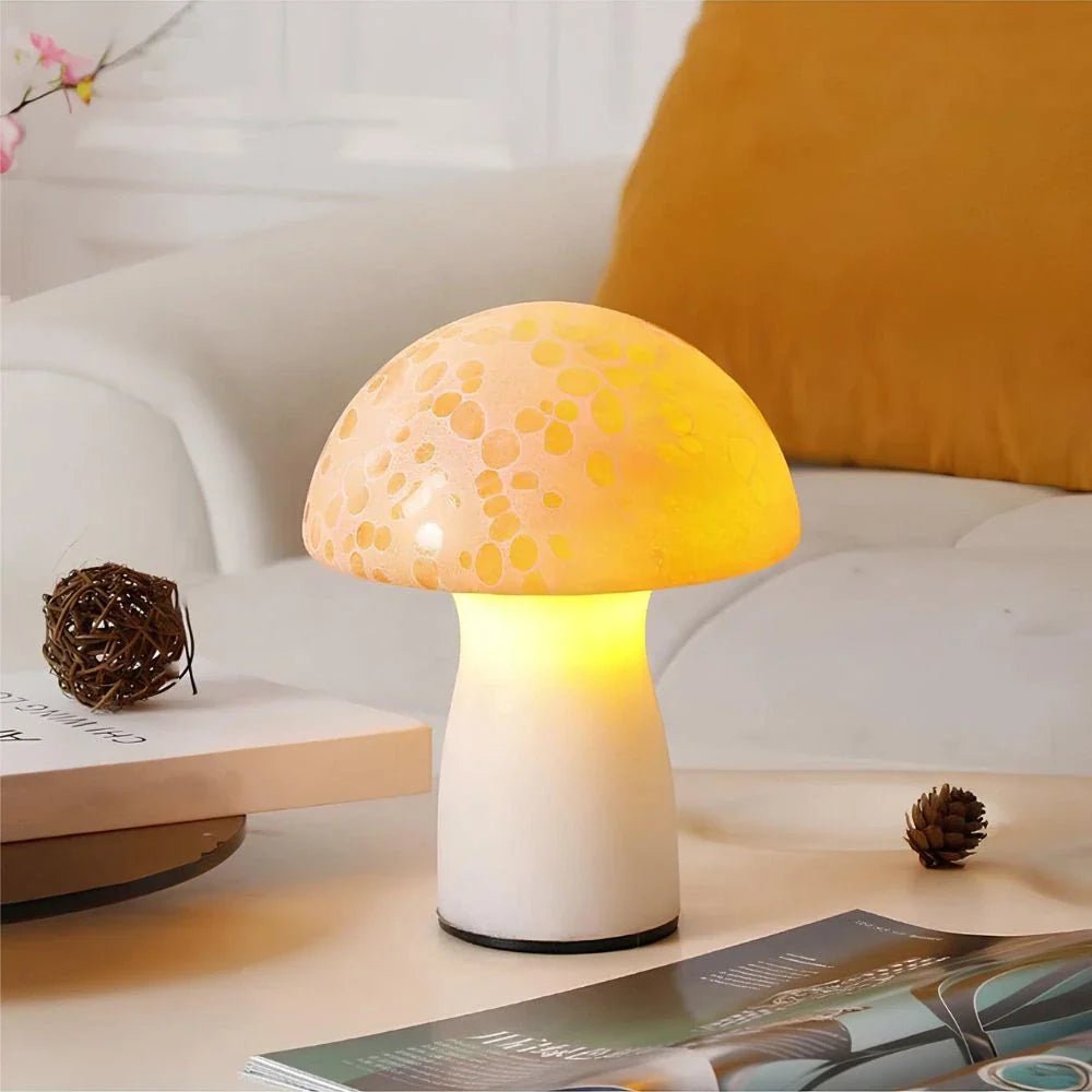 LuxRoyale Mushroom Light With Speckled Glass Dimmable Lamp For Modern Decor