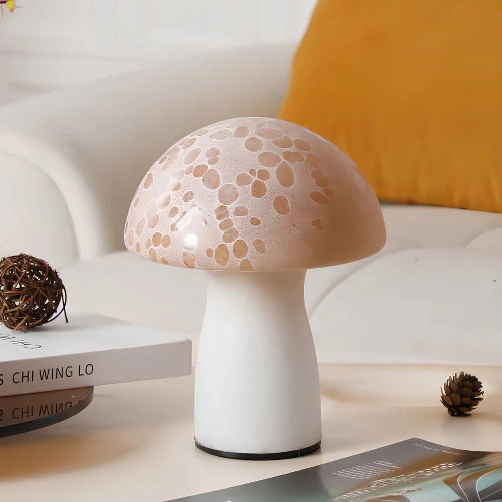 LuxRoyale Mushroom Light With Speckled Glass Dimmable Lamp For Modern Decor