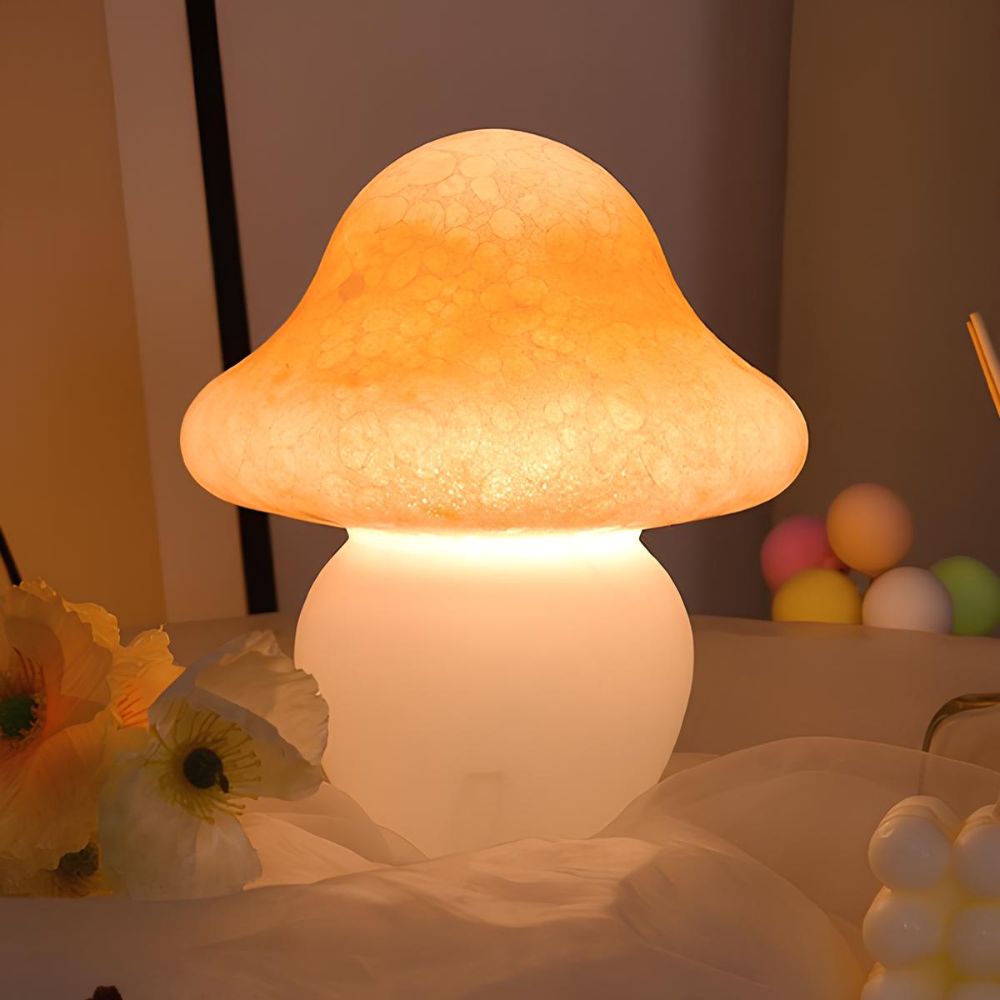 LuxRoyale Mushroom Light With Speckled Glass Dimmable Lamp For Modern Decor
