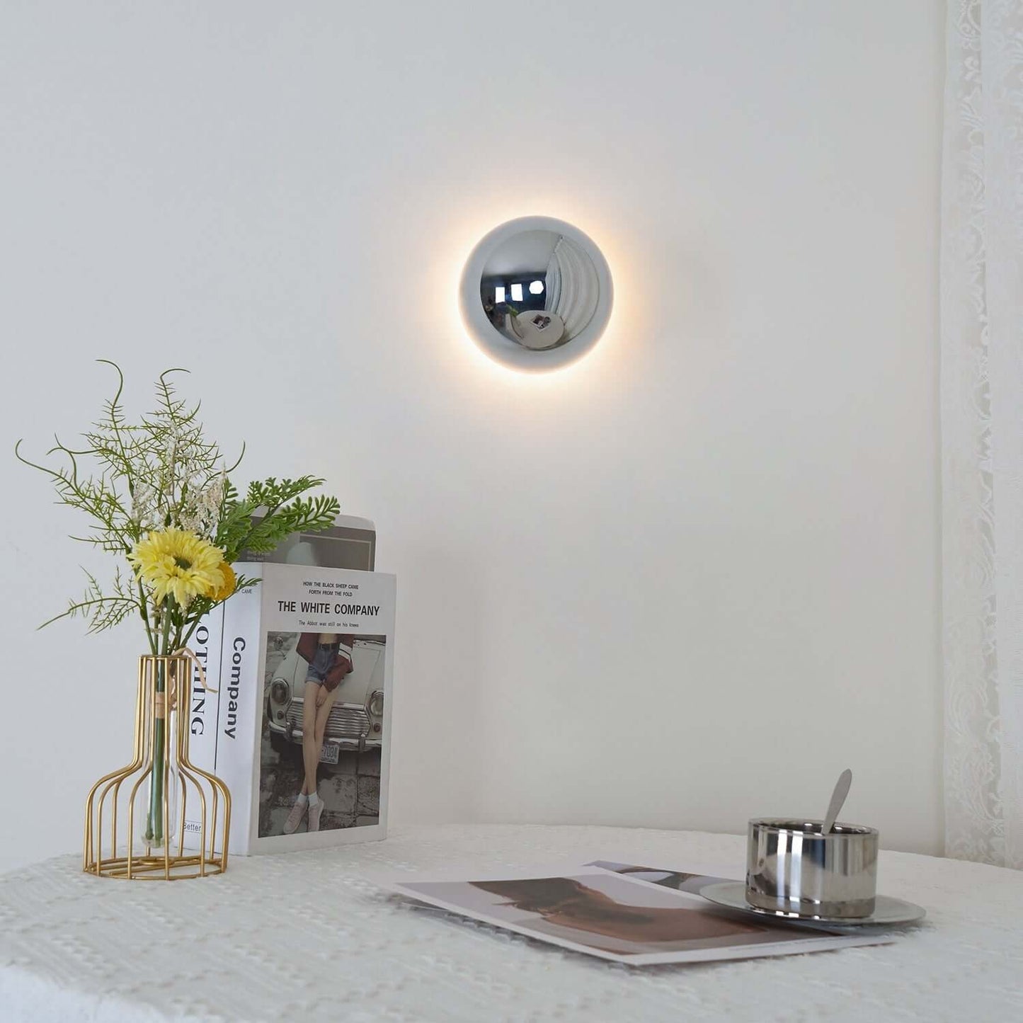 LuxRoyale Merqano Round LED Wall Sconce Modern Light for Bedroom & Bathroom