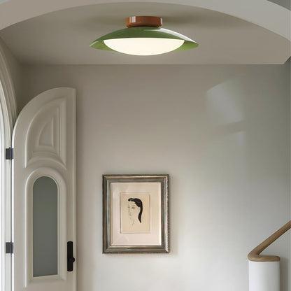 Rayvia Mid-Century Cream Iron Dome LED Ceiling Light With Warm Glow