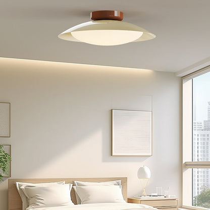 Rayvia Mid-Century Cream Iron Dome LED Ceiling Light With Warm Glow