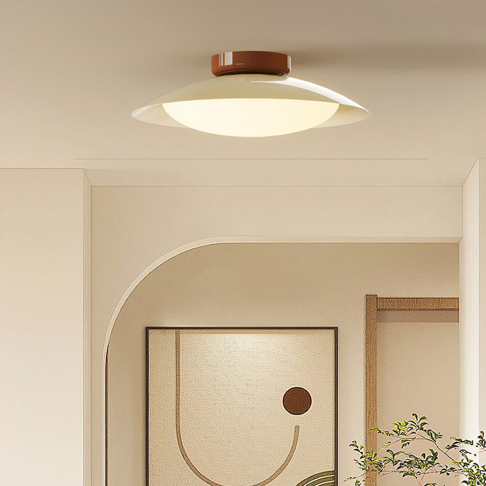 Rayvia Mid-Century Cream Iron Dome LED Ceiling Light With Warm Glow