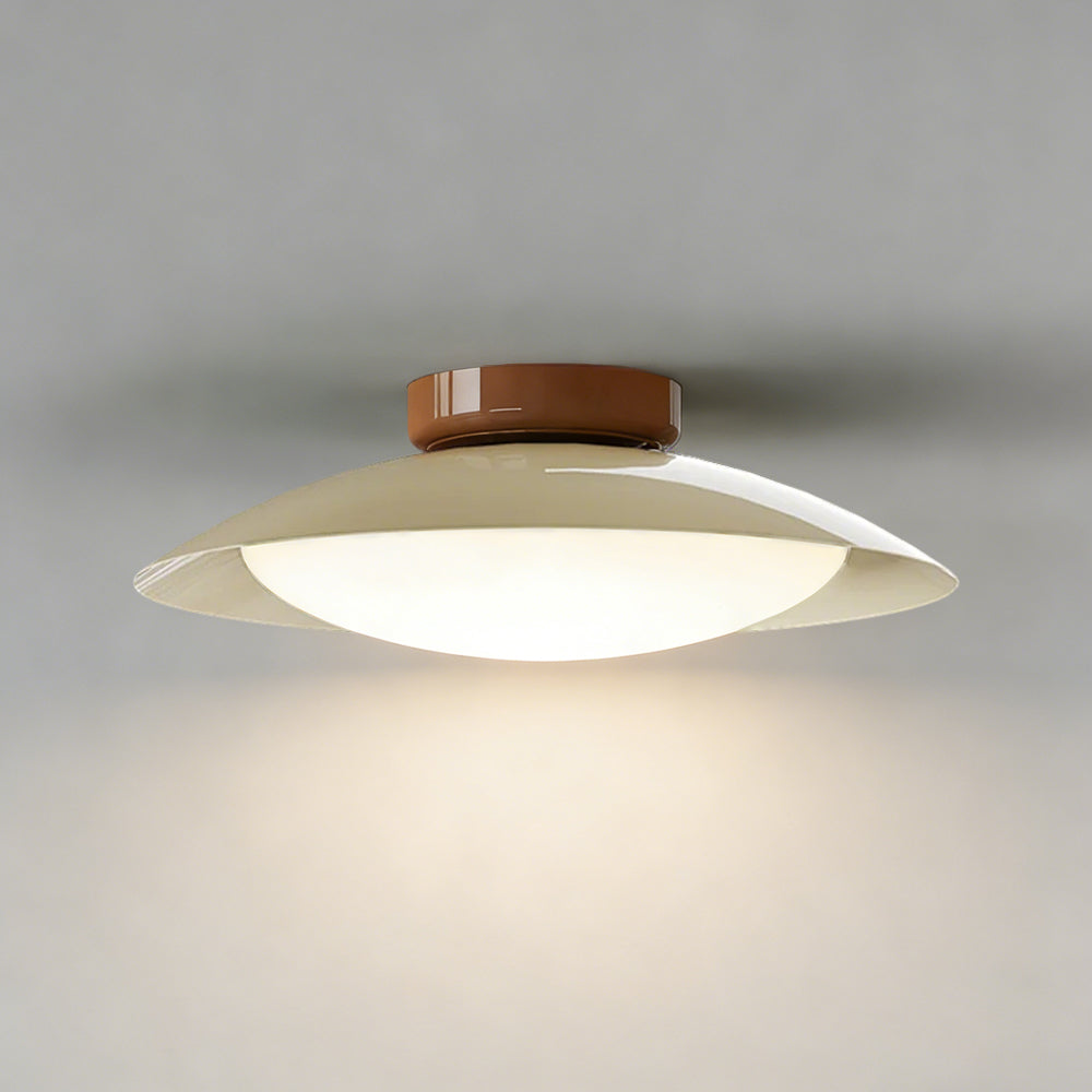 Rayvia Mid-Century Cream Iron Dome LED Ceiling Light With Warm Glow