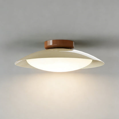 Rayvia Mid-Century Cream Iron Dome LED Ceiling Light With Warm Glow