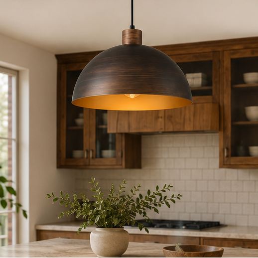 Mid-Century Modern Pendant Industrial Metal Dome Light