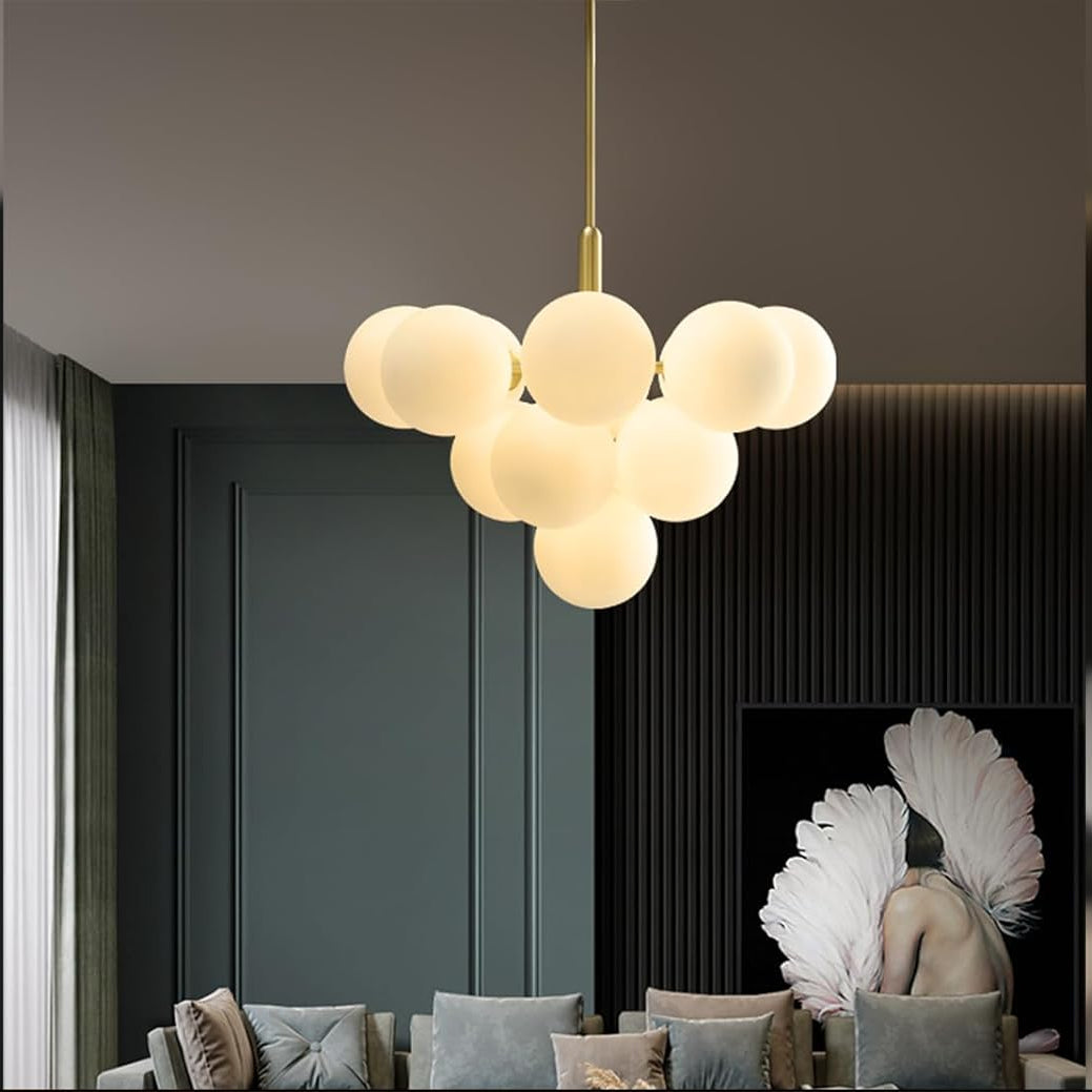 Mid Century Modern Chandelier 13-Light Brass Gold Pendant Light 6