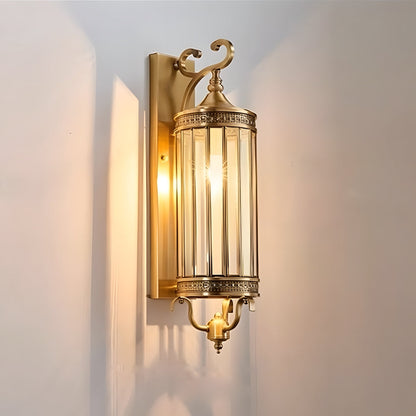 LuxRoyale Brass Outdoor Porch Wall Light, Weatherproof Mid Century Lantern