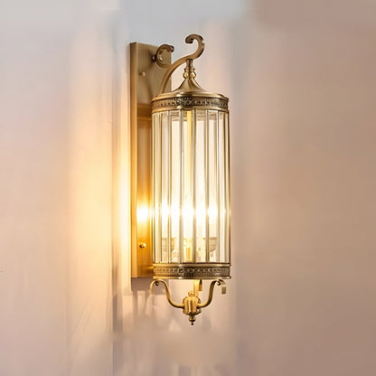 LuxRoyale Brass Outdoor Porch Wall Light, Weatherproof Mid Century Lantern