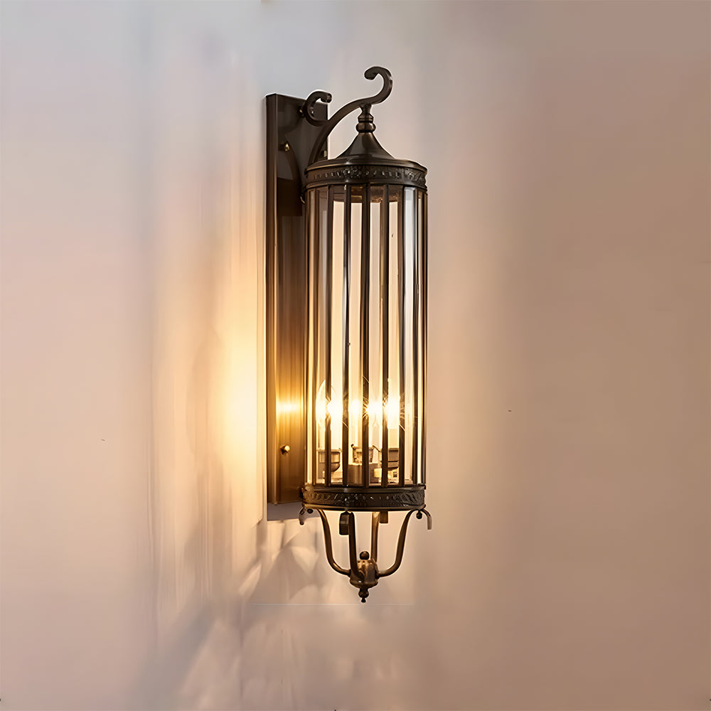 LuxRoyale Brass Outdoor Porch Wall Light, Weatherproof Mid Century Lantern