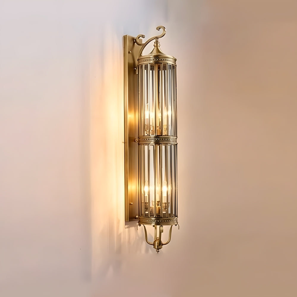 LuxRoyale Brass Outdoor Porch Wall Light, Weatherproof Mid Century Lantern
