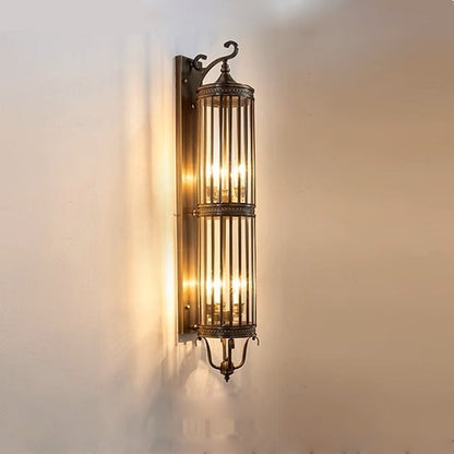 LuxRoyale Brass Outdoor Porch Wall Light, Weatherproof Mid Century Lantern
