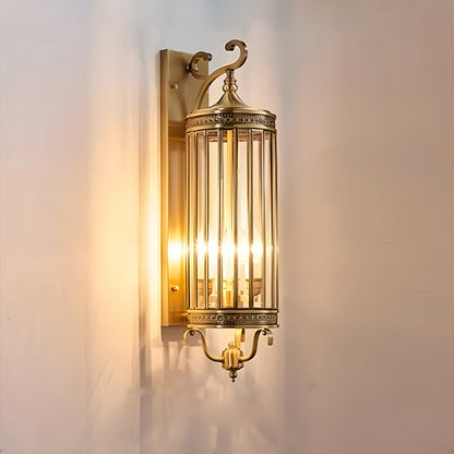 LuxRoyale Brass Outdoor Porch Wall Light, Weatherproof Mid Century Lantern