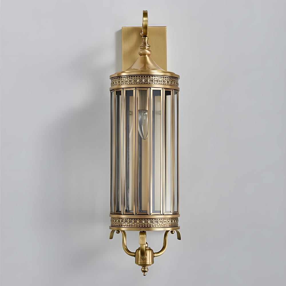 LuxRoyale Brass Outdoor Porch Wall Light, Weatherproof Mid Century Lantern