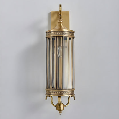 LuxRoyale Brass Outdoor Porch Wall Light, Weatherproof Mid Century Lantern
