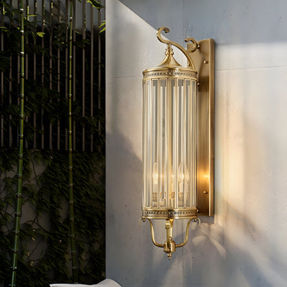 LuxRoyale Brass Outdoor Porch Wall Light, Weatherproof Mid Century Lantern