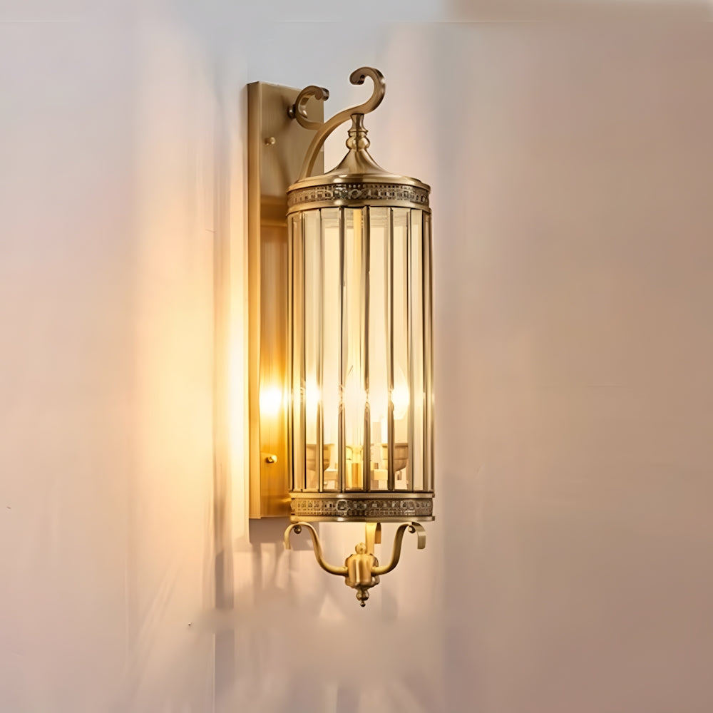 LuxRoyale Brass Outdoor Porch Wall Light, Weatherproof Mid Century Lantern