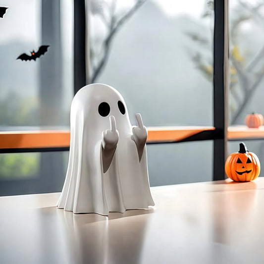 Middle Finger Cute Ghost Statue, Ghosts Small Scary Ghost Figurines, Halloween Home Decorations, Coffee Table Centerpieces Shelf 0