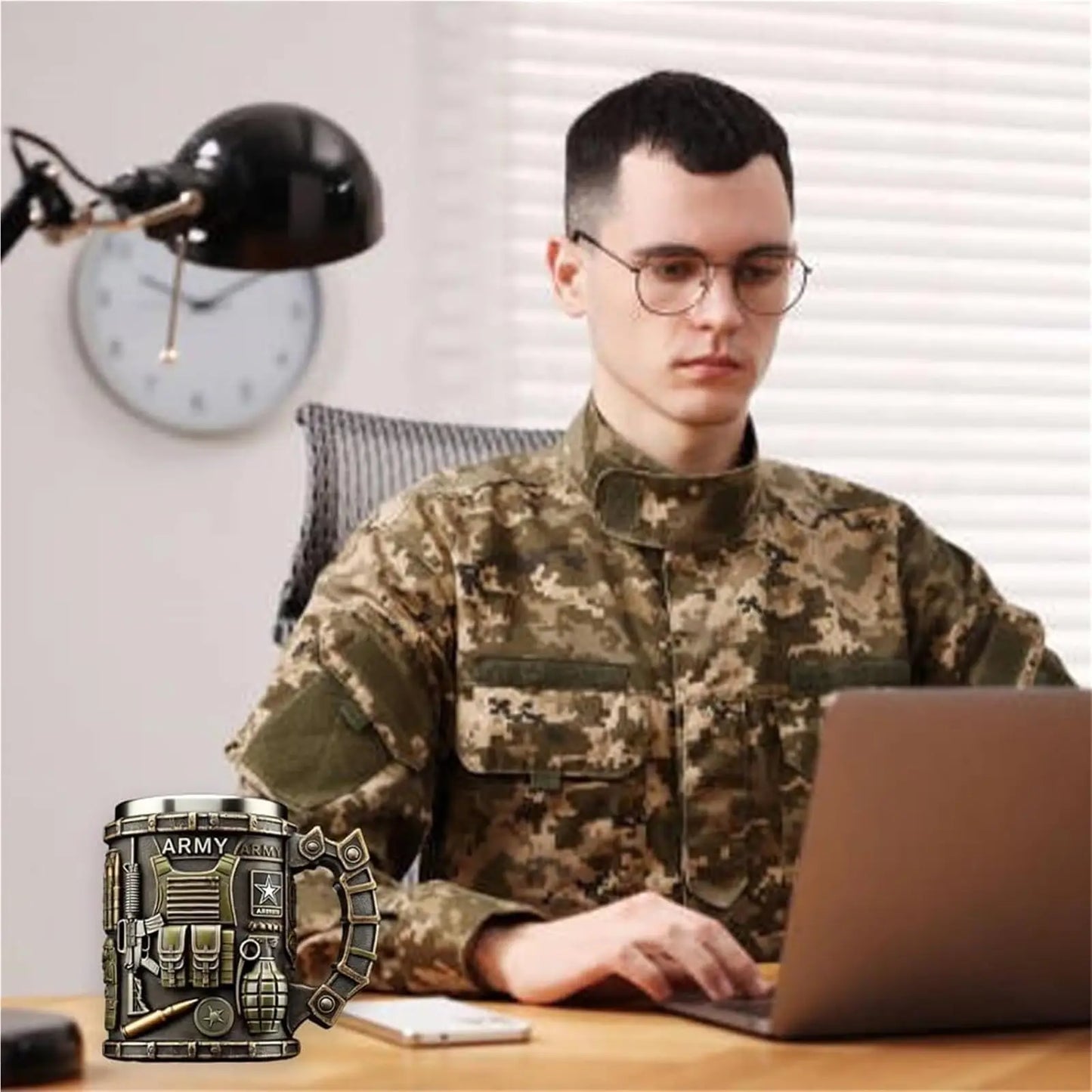 Military 3D Mug Beautiful Army Themed Creative Handmade Military Coffee Mug Gift for Veterans Kitchen Dining Drinkware 3