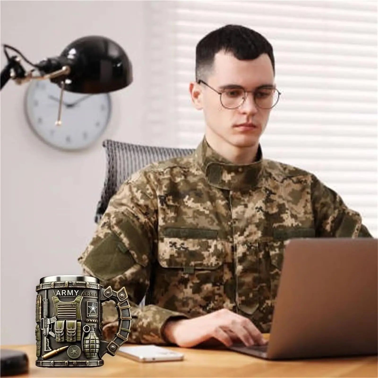 Military 3D Mug Beautiful Army Themed Creative Handmade Military Coffee Mug Gift for Veterans Kitchen Dining Drinkware 3