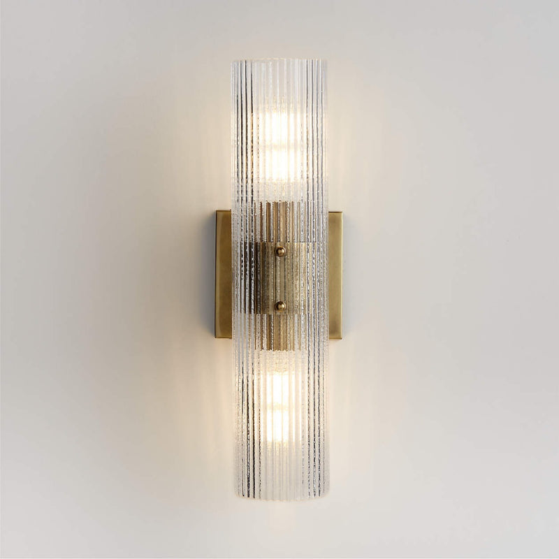 Milo Modern Ribbed Glass Column Wall Light 0