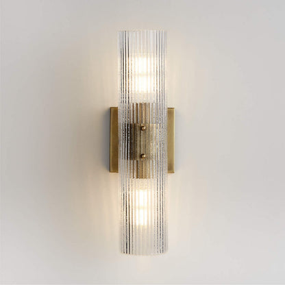 Milo Modern Ribbed Glass Column Wall Light 0