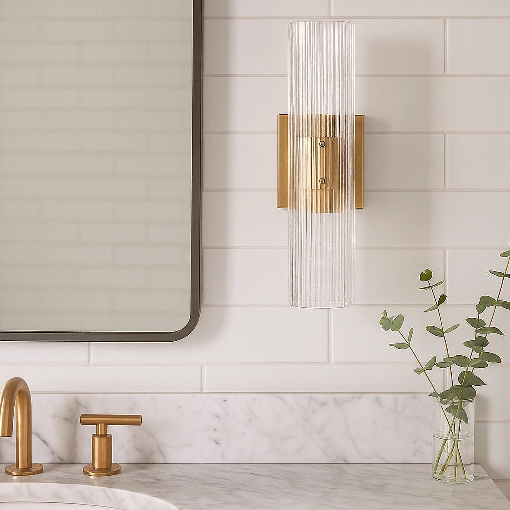 Milo Modern Ribbed Glass Column Wall Light 2