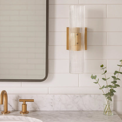 Milo Modern Ribbed Glass Column Wall Light 2