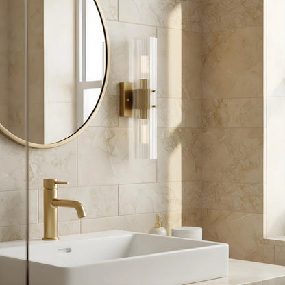 Milo Modern Ribbed Glass Column Wall Light 3