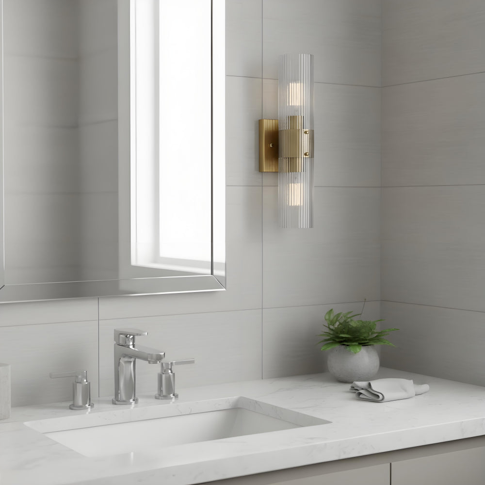 Milo Modern Ribbed Glass Column Wall Light 4