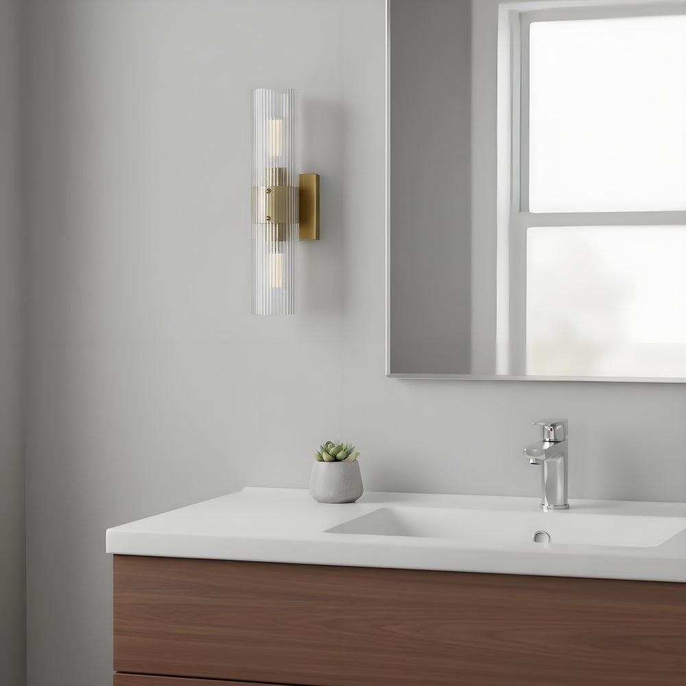 Milo Modern Ribbed Glass Column Wall Light 6