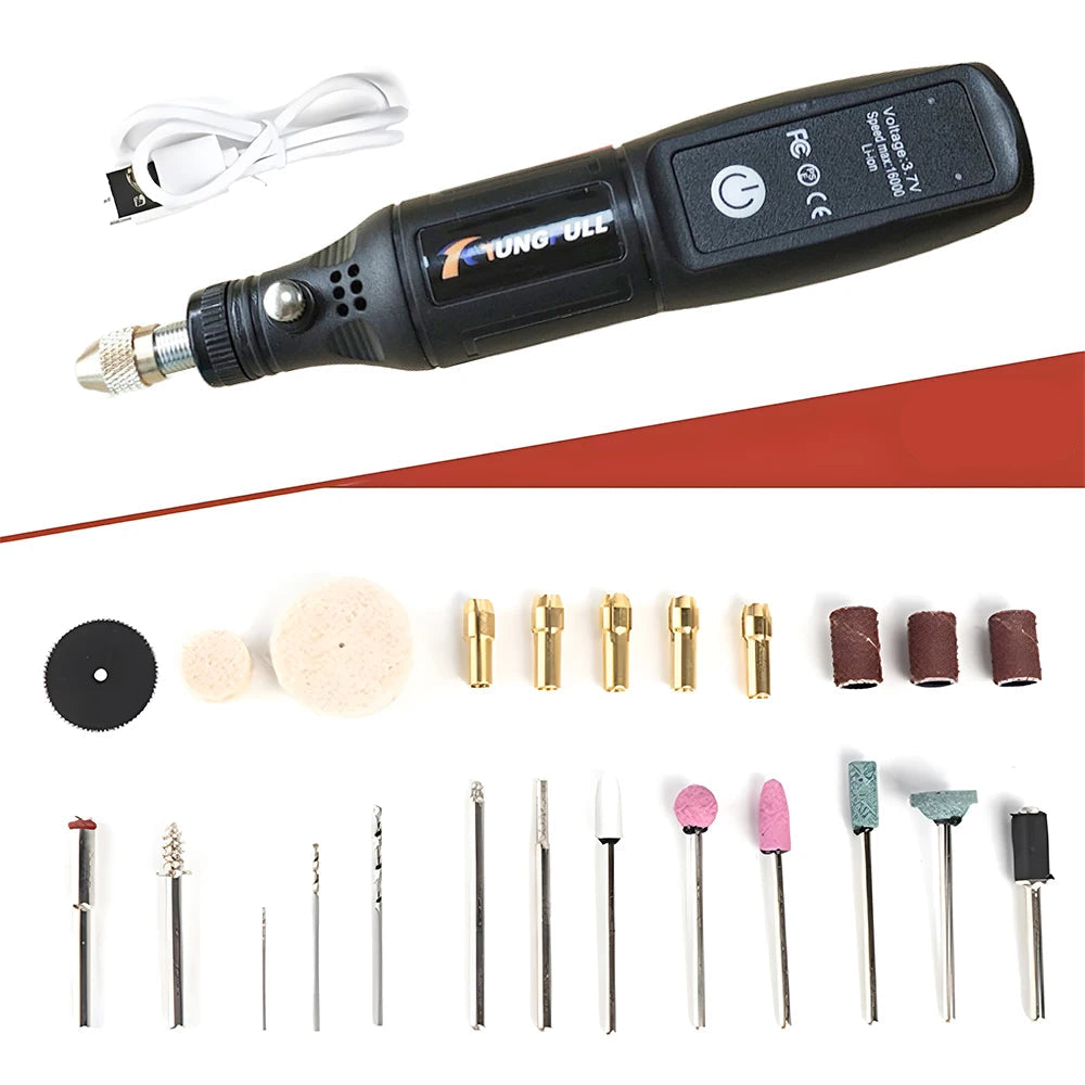 Mini Electric Drill USB Wireless Mini Handheld Drill Rotary Tool Woodworking Engraving Pen Dremel Tools for Jewelry Metal Glass 6