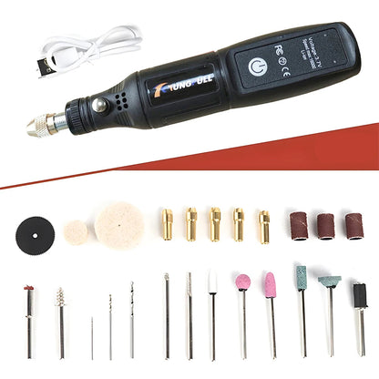 Mini Electric Drill USB Wireless Mini Handheld Drill Rotary Tool Woodworking Engraving Pen Dremel Tools for Jewelry Metal Glass 6