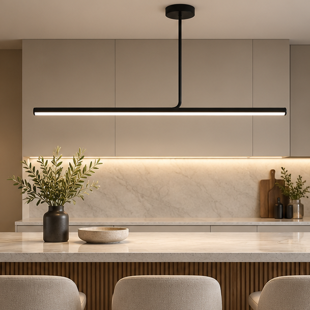 RoyaleGlow Modern Long Tube Pendant Light - Remote Dimmable Hanging Lamp